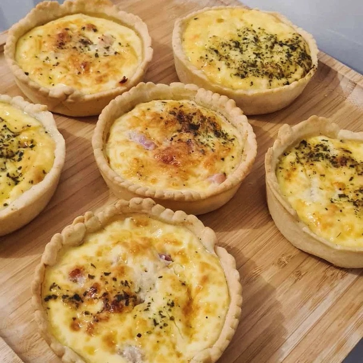 Homemade Authentic French Mini Quiche Lorraine, freshly made and ready to serve