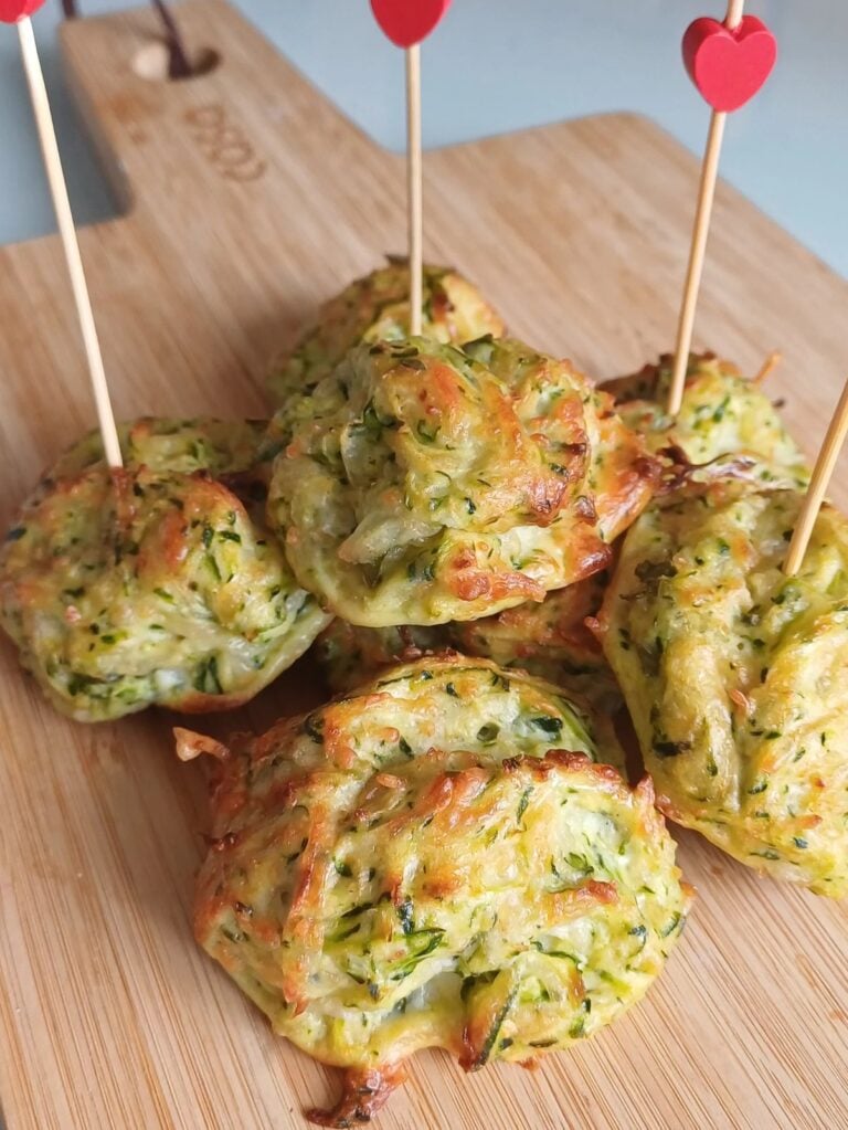 Homemade Cheesy Zucchini Bites, freshly made and ready to serve