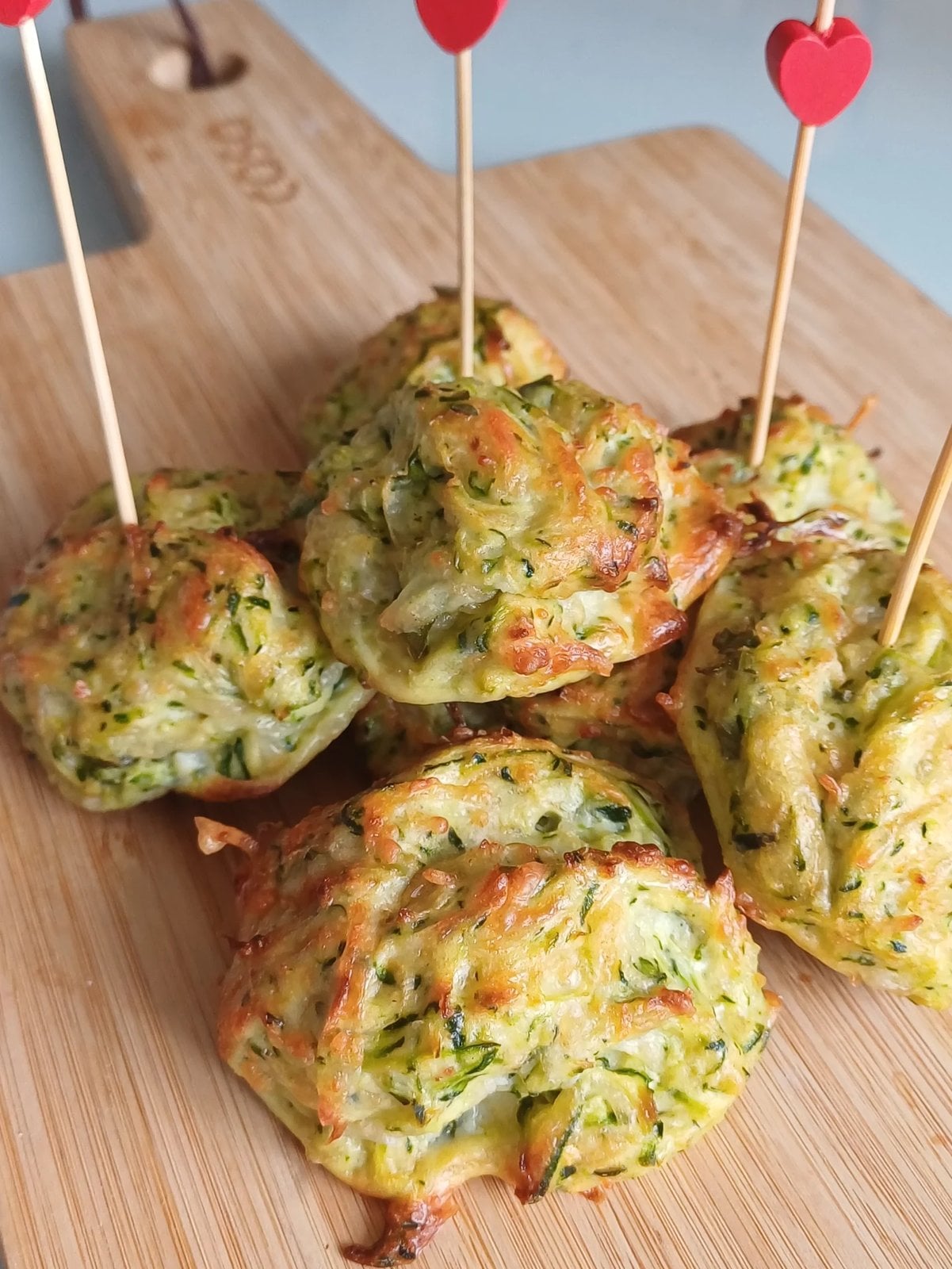 Homemade Cheesy Zucchini Bites, freshly made and ready to serve
