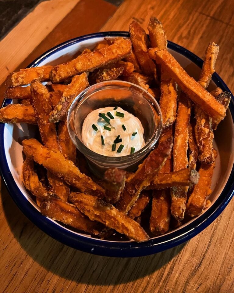 Homemade Crispy Baked Sweet Potato Fries, freshly made and ready to serve