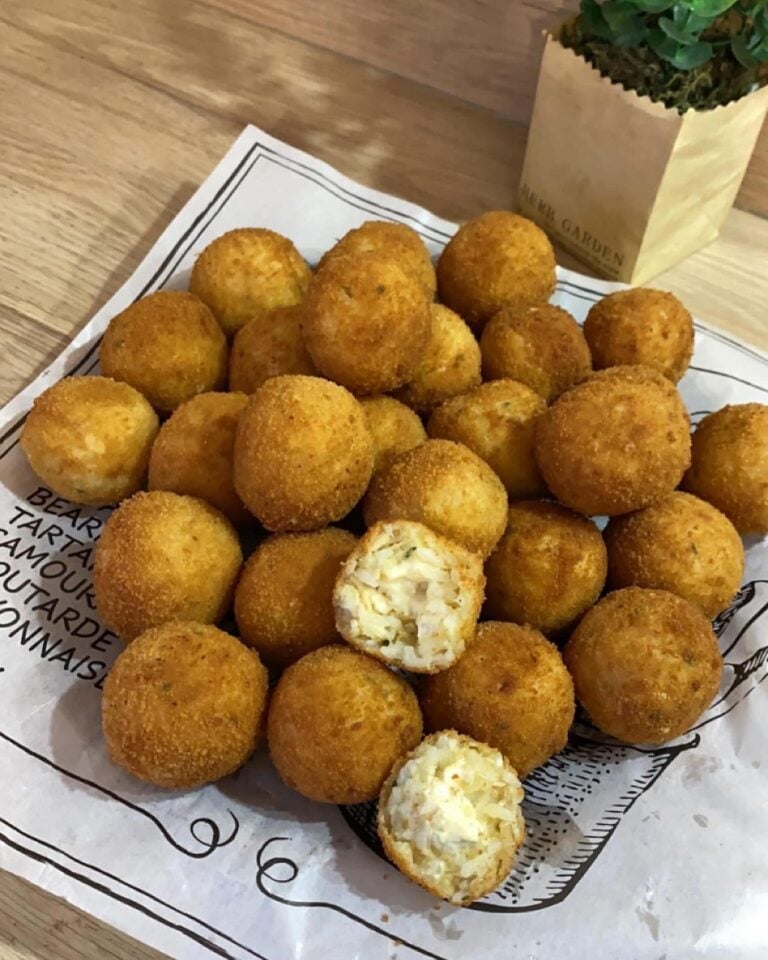 Homemade Crispy Chicken Rice Bites, freshly made and ready to serve