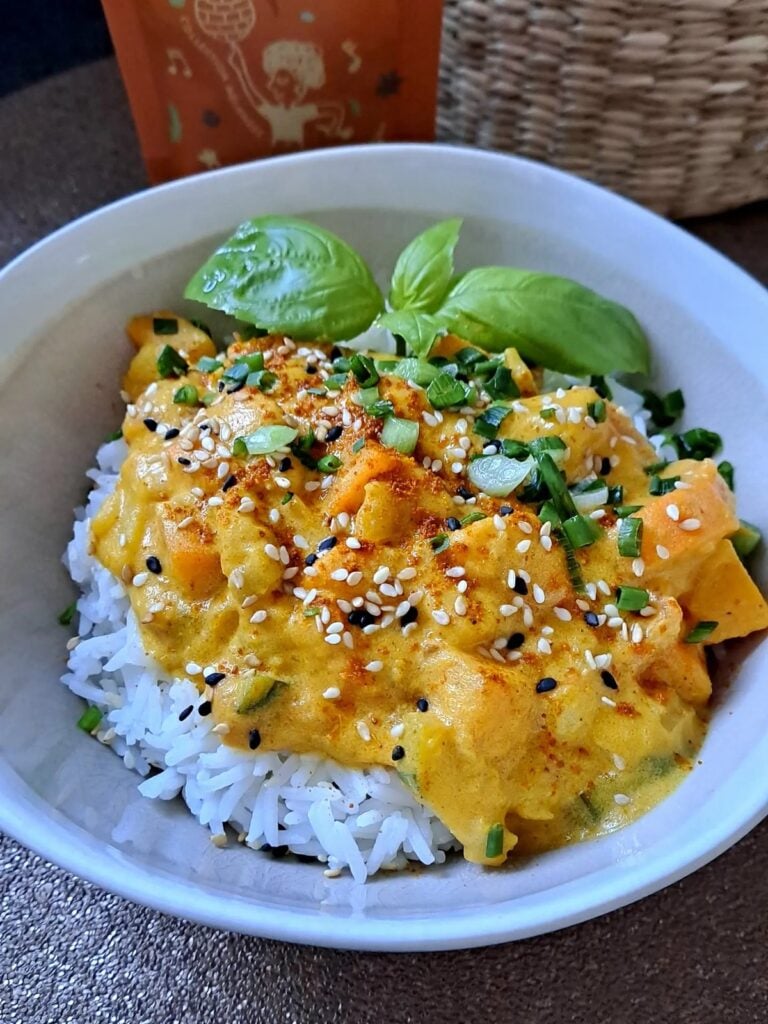 Homemade Easy Coconut Red Curry Vegetables, freshly made and ready to serve