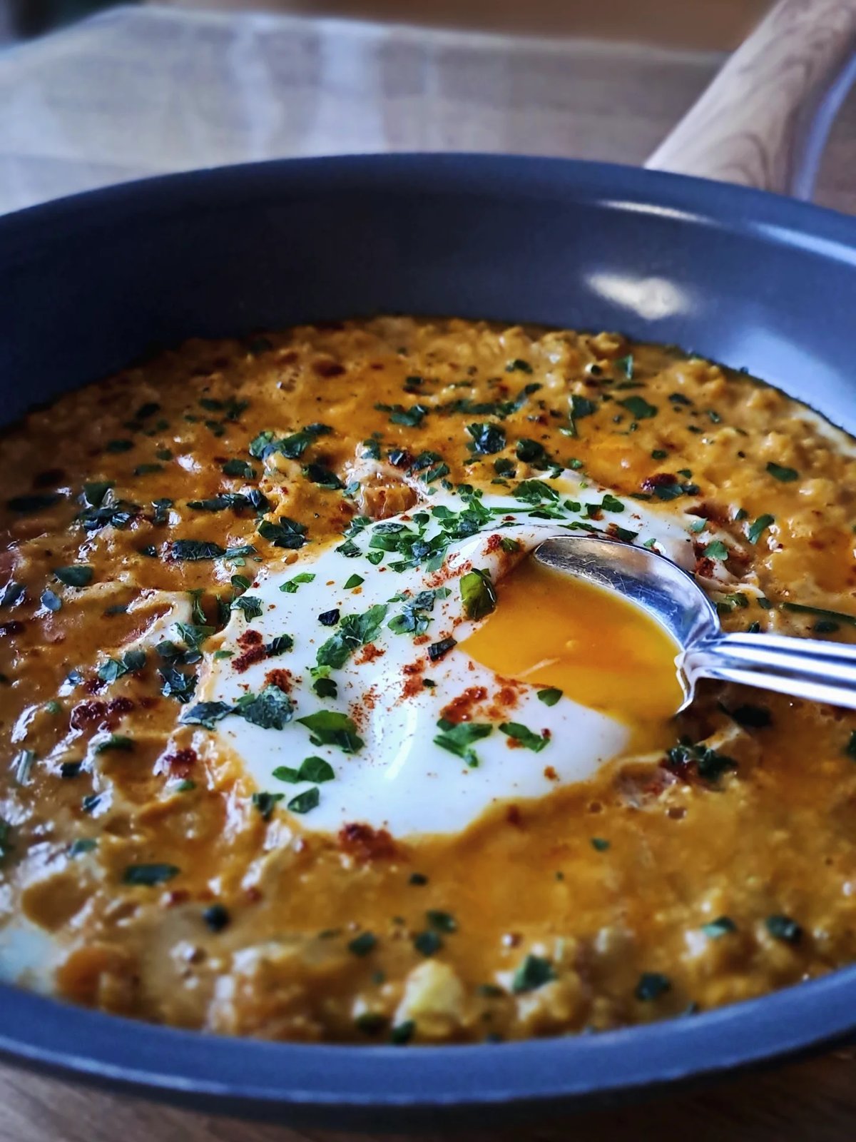 Homemade Easy Creamy Red Lentil Coconut Curry, freshly made and ready to serve