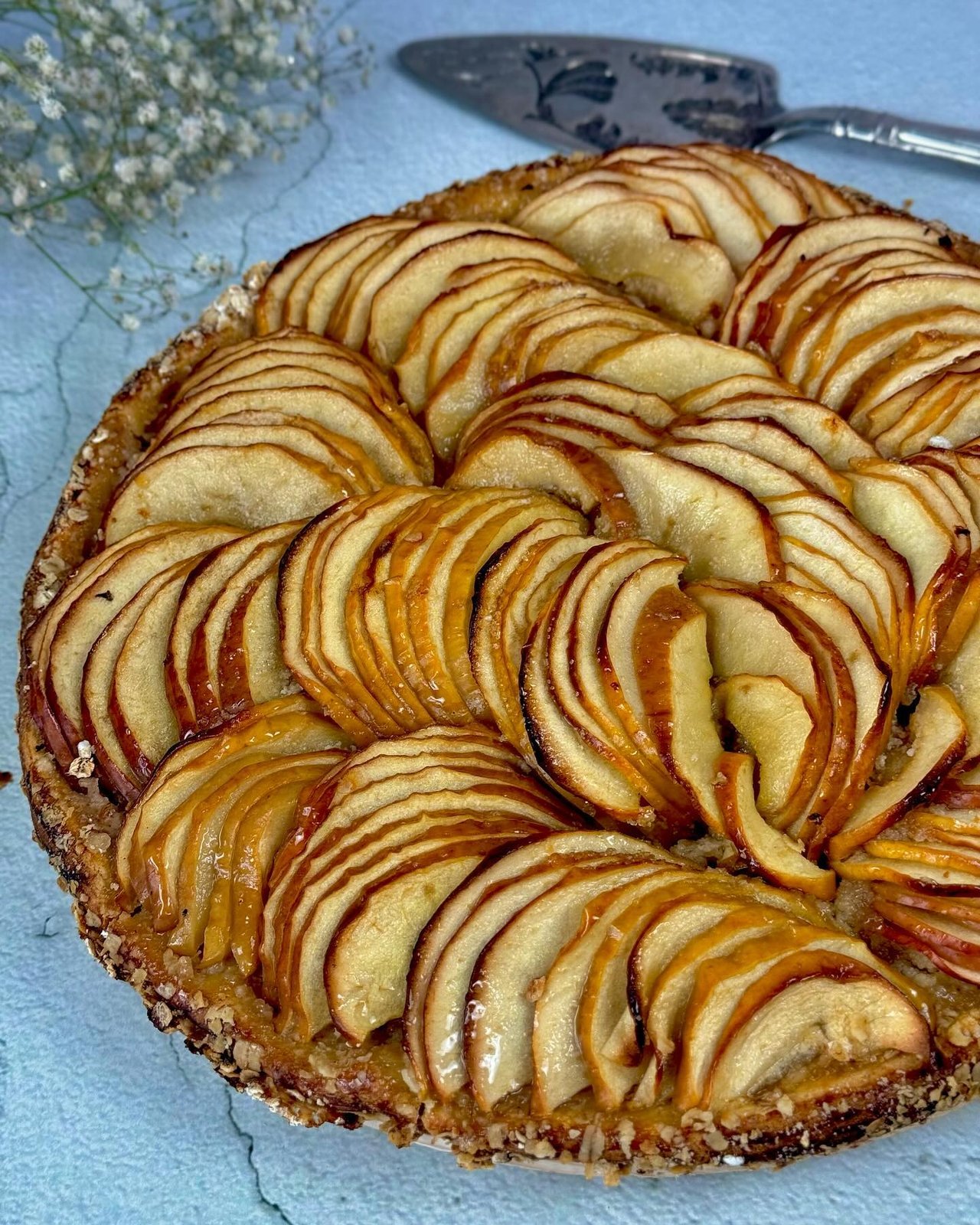 Homemade Easy French Apple Tart, freshly made and ready to serve