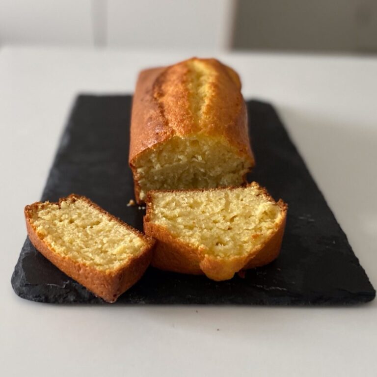 Homemade Flourless Pound Cake, freshly made and ready to serve