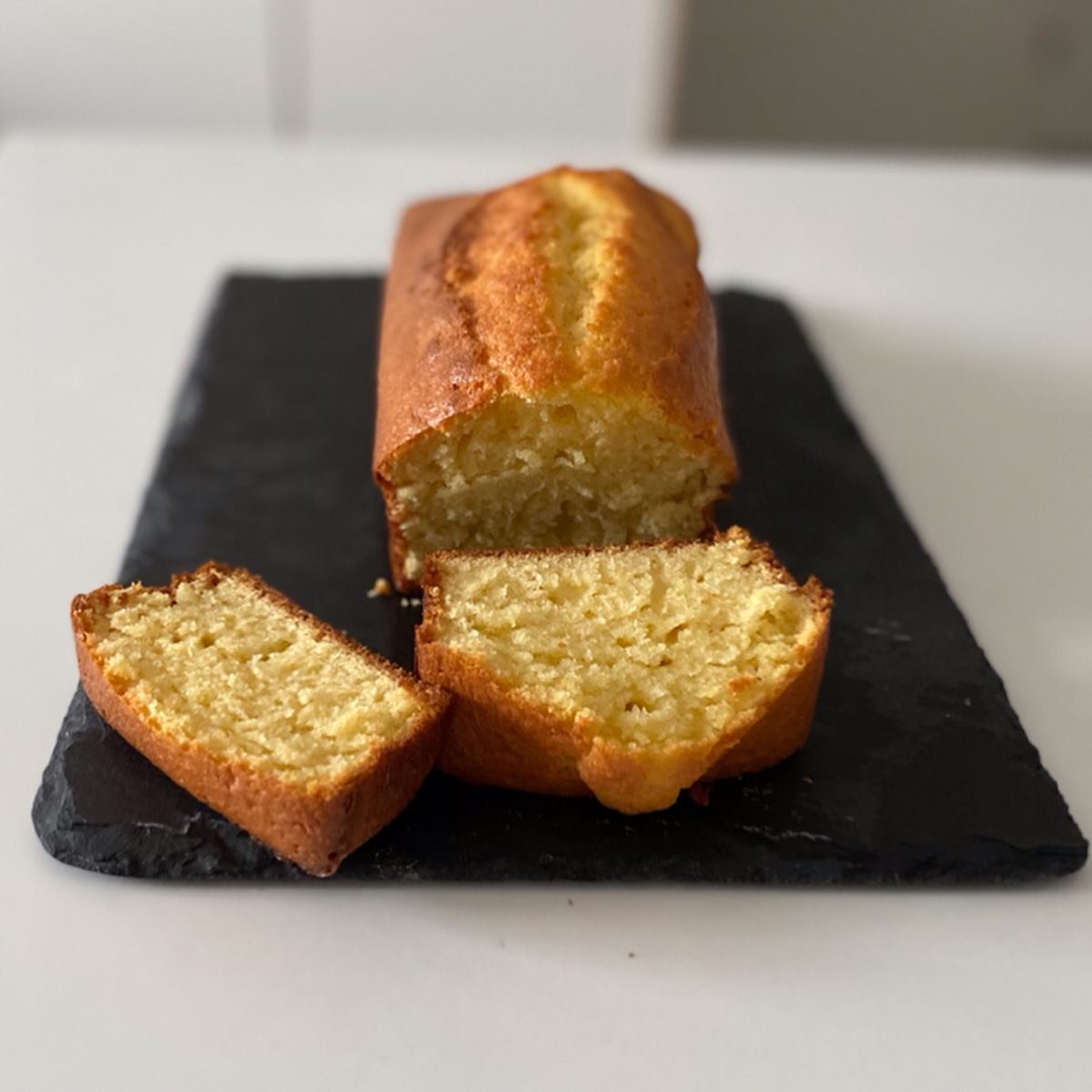 Homemade Flourless Pound Cake, freshly made and ready to serve