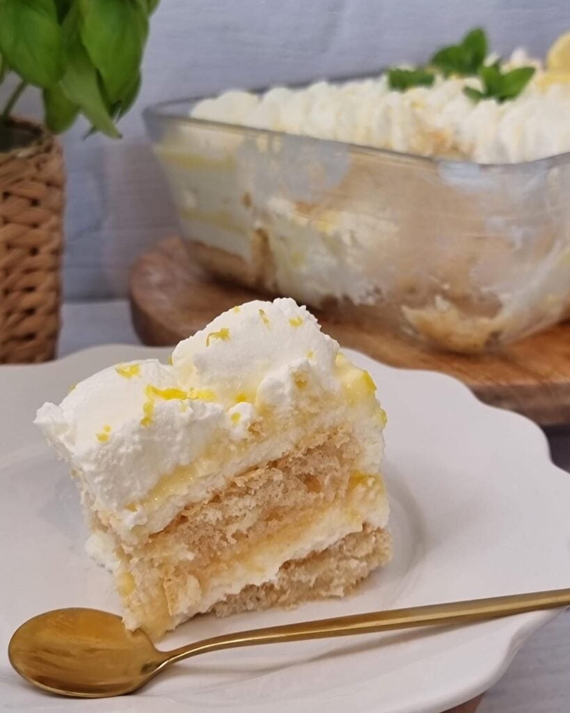 Homemade Best Lemon Tiramisu, freshly made and ready to serve