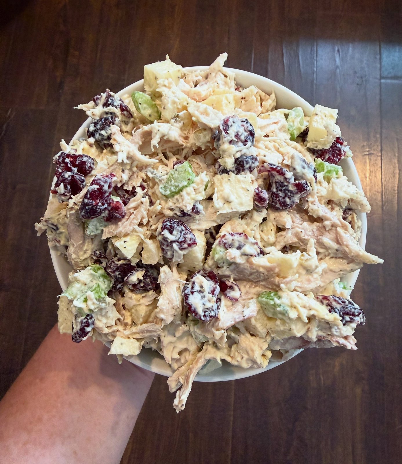 Homemade Apple Cranberry Chicken Salad, freshly made and ready to serve