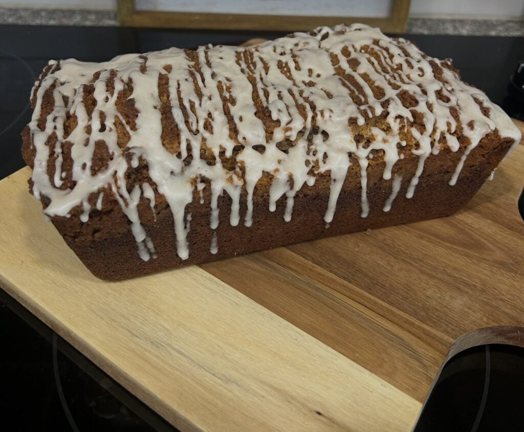Homemade Pumpkin Coffee Cake Loaf, freshly made and ready to serve